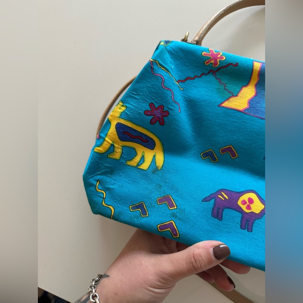 Vintage Southwestern Purse Buffalo Tribal Print T Cappelli Plano Texas Western - Picture 3 of 10